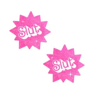 Barbie Babe Sassy Slut UV Pink Glitter Nipple Pasties | Pasties Apparel Pasties