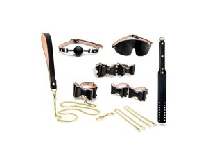 Blush Temptasia Safe Word Vegan Leather 10 Piece Bow Tie Detail Bondage Kit with Locking Suitcase | Restraint BDSM Impact