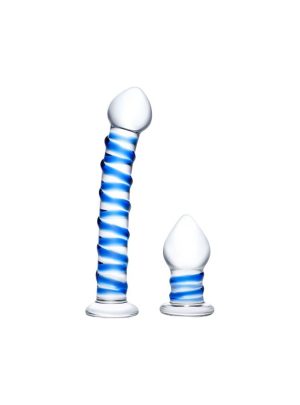 Double Pleasure Glass Textured Dildo & Butt plug 2-Piece Set | Butt Toys Butt Toys Butt Toys