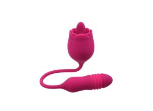 Evolved Wild Rose Rechargeable Dual-Ended Silicone Thrusting Egg & Flicking Tongue Vibrator | Thrusters Flicking Toys Flicking Toys