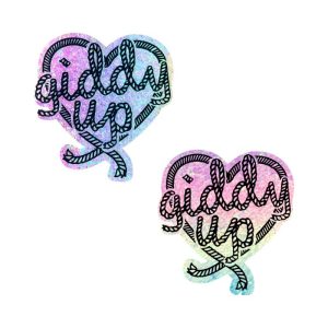 Giddy Up Light Pastel Smarties Party Glitter Lasso Heart Nipple Pasties | Pasties Apparel Pasties