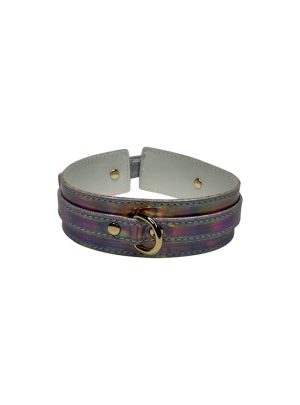 Holographic Vegan Leather BDSM Collar | Wearables BDSM Restraint