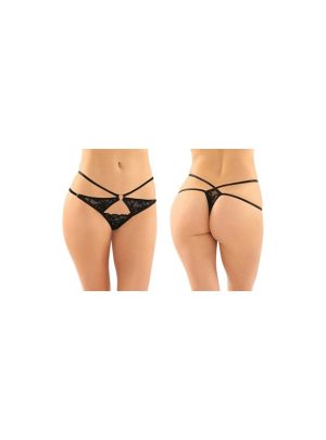 Jasmine Strappy Lace Thong With Front Keyhole Cutout Detail 6-Pack | Underwear Apparel Lingerie