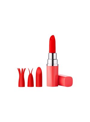 Luv Inc LV57 Rechargeable Lipstick Vibrator With 3 Interchangeable Textured Silicone Heads | Flicking Toys Flicking Toys Flicking Toys