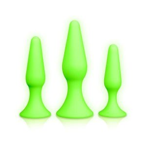 Ouch! Glow in the Dark 3-Piece Silicone Anal Plug Set | Butt Toys Butt Toys Butt Toys