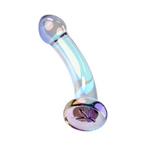 Playboy Jewels Glass King Iridescent Curved Dildo With Rabbit Head Detail | Dildos Dildos Dildos