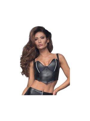 Powerwetlook Top with Silver Zippers | Lingerie Apparel Lingerie