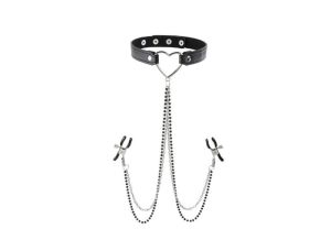 Sex & Mischief Amor Heart Detail Adjustable Collar with Nipple Clamps | Wearables BDSM Sensation