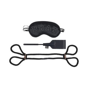 S&M Knotty Brat Kit With Crop Blindfold And Rope Cuffs | Wearables BDSM Impact