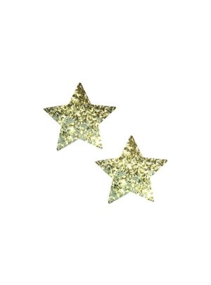 Super Sparkle Gold Glitter Starry Nights Star Nipple Cover Pasties | Pasties Apparel Pasties