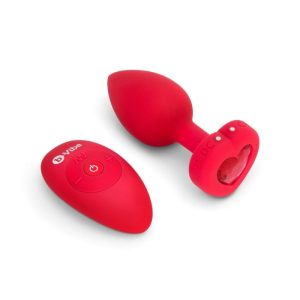 b-Vibe Medium Vibrating Heart Rechargeable Remote-Controlled Butt Plug with Heart-Shaped Jewel Base | Butt Toys Butt Toys Butt Toys