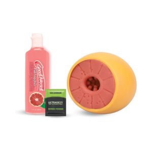 GoodHead Grapefruit Blowjob Set With Open-Ended Stroker And Flavored Slick Head Glide | Sleeves Sex Toys Sleeves